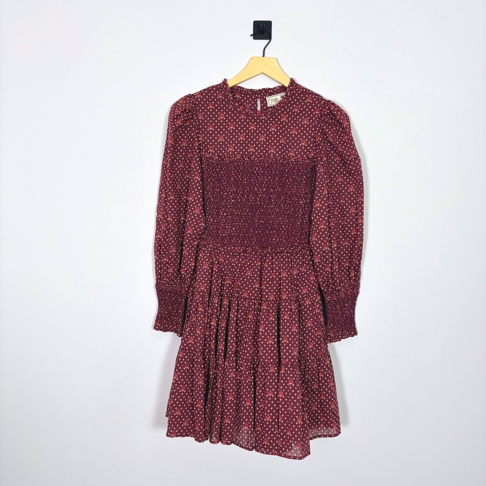Mille Resort Travel Maeve‎ Scarf Print Long Sleeve Romantic Dress NWT XXS - Picture 2 of 9